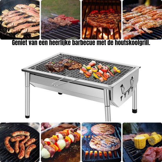 Florixa® Tafel Bbq Houtskool - Weber Bbq -Boretti Bbq - Houtskool - Zilver - 28cm x 40cm x 22cm van florixa — afbeelding 4