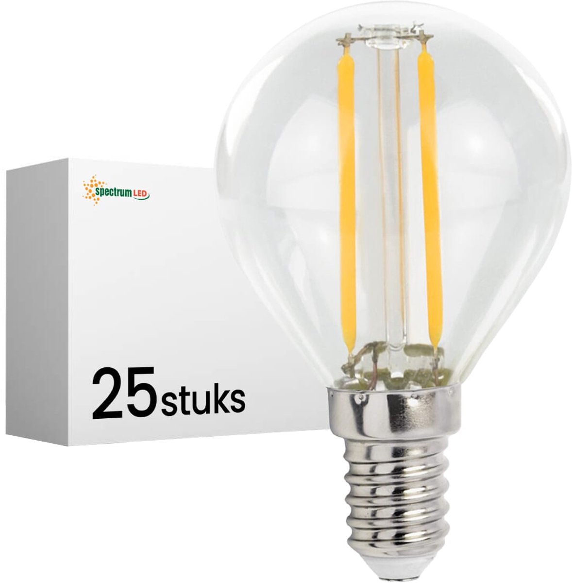 Spectrum LED Lamp E14 1W 230V - 100 Lumen - 2700K Warm wit - Gezellig licht - Energiezuinig - 25 stuks