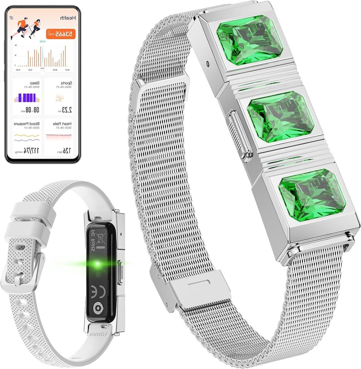 Slimme armband dames - Fitness tracker - Gezondheid monitoren - Lange batterijduur - N.v.t. - Zilver