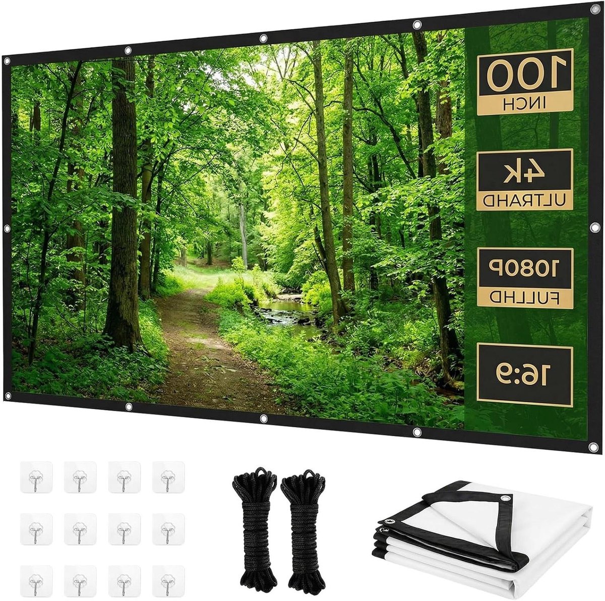Projectiescherm 100 inch - Beamerdoek HD - Thuisbioscoop Creëren - Kreukvrij Polyester - 221 x 125 cm - Wit
