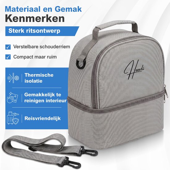 Heevli® Kolftas met 2 koelelementen - Moedermelk koeltas - Koeltas - Babyfles koeltas - Babymelk koelen - koeltas borstvoeding - Moedermelk tot 12 uur Koel — afbeelding 2