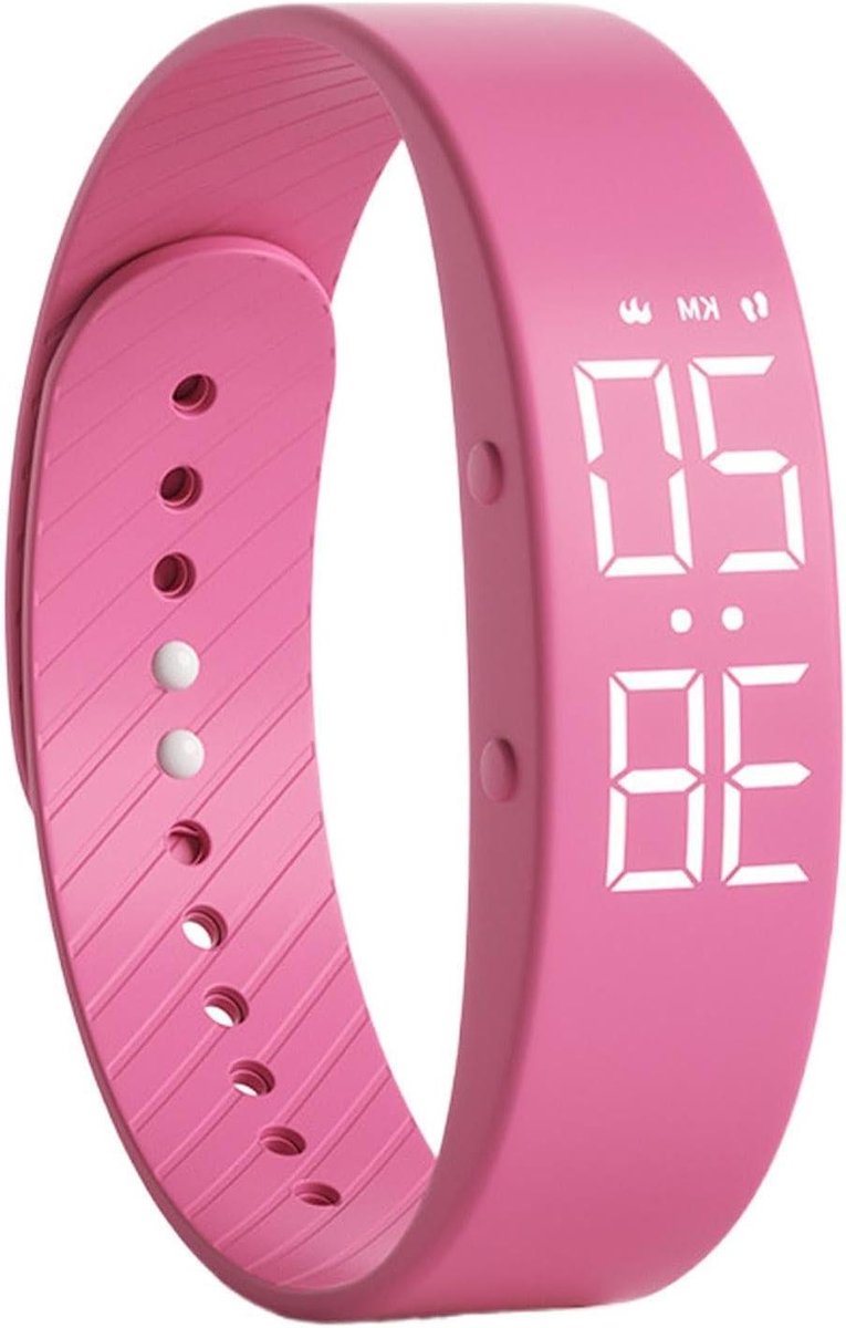 Wekker Armband - Trilwekker Polsband - Stille Herinneringen - Waterdun Slank - 8 cm - Heet roze