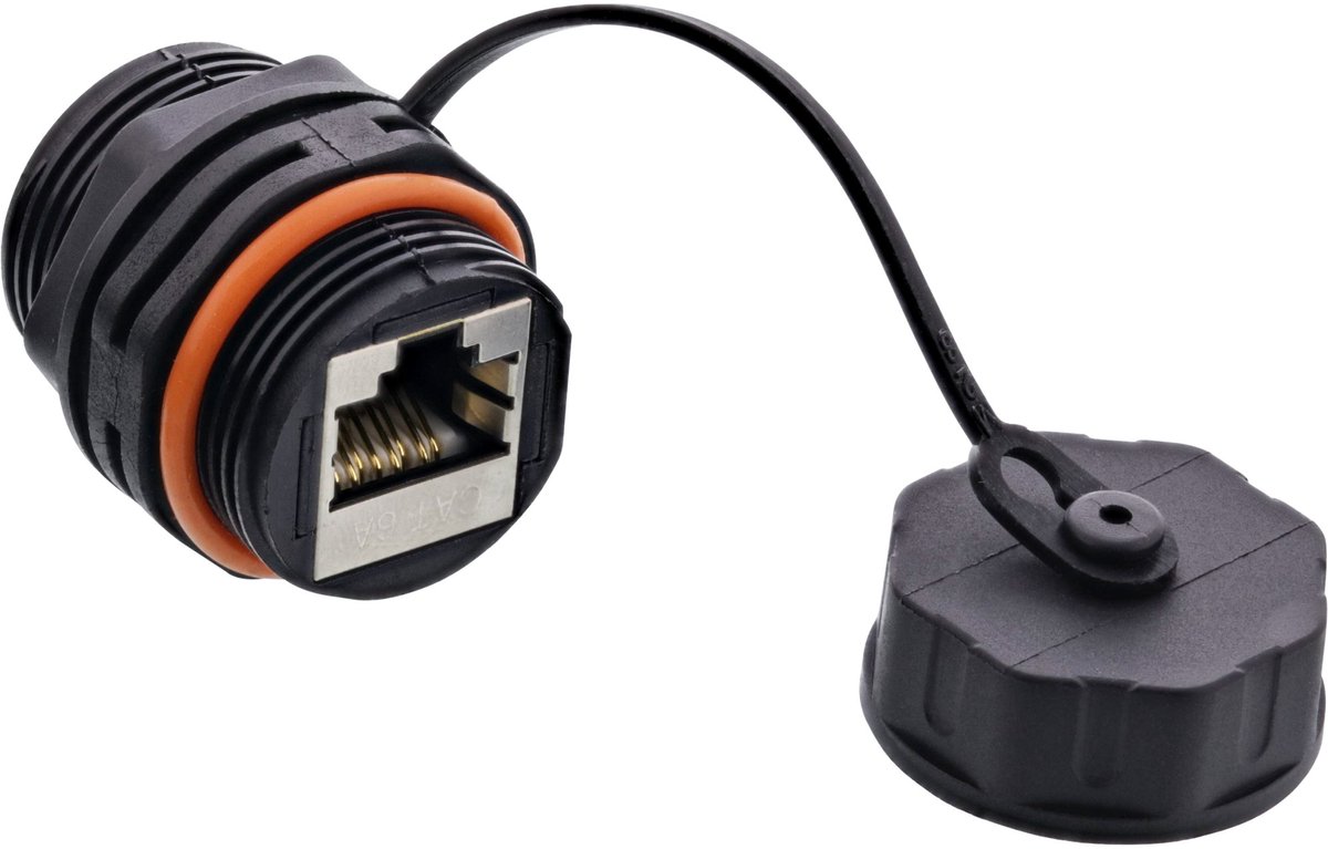 InLine® patchkabel koppeling, RJ45 Cat.6A, IP68, voor industrie, met stofkap