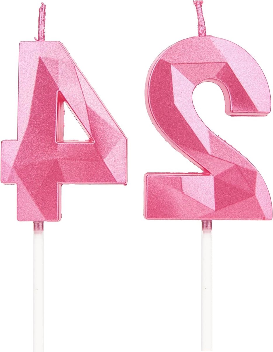 Roze Cijferkaarsen voor Verjaardagsdecoratie, Feestelijke Taarttopper voor Verjaardagsfeesten, Bruiloften en Bedrijfsevenementen