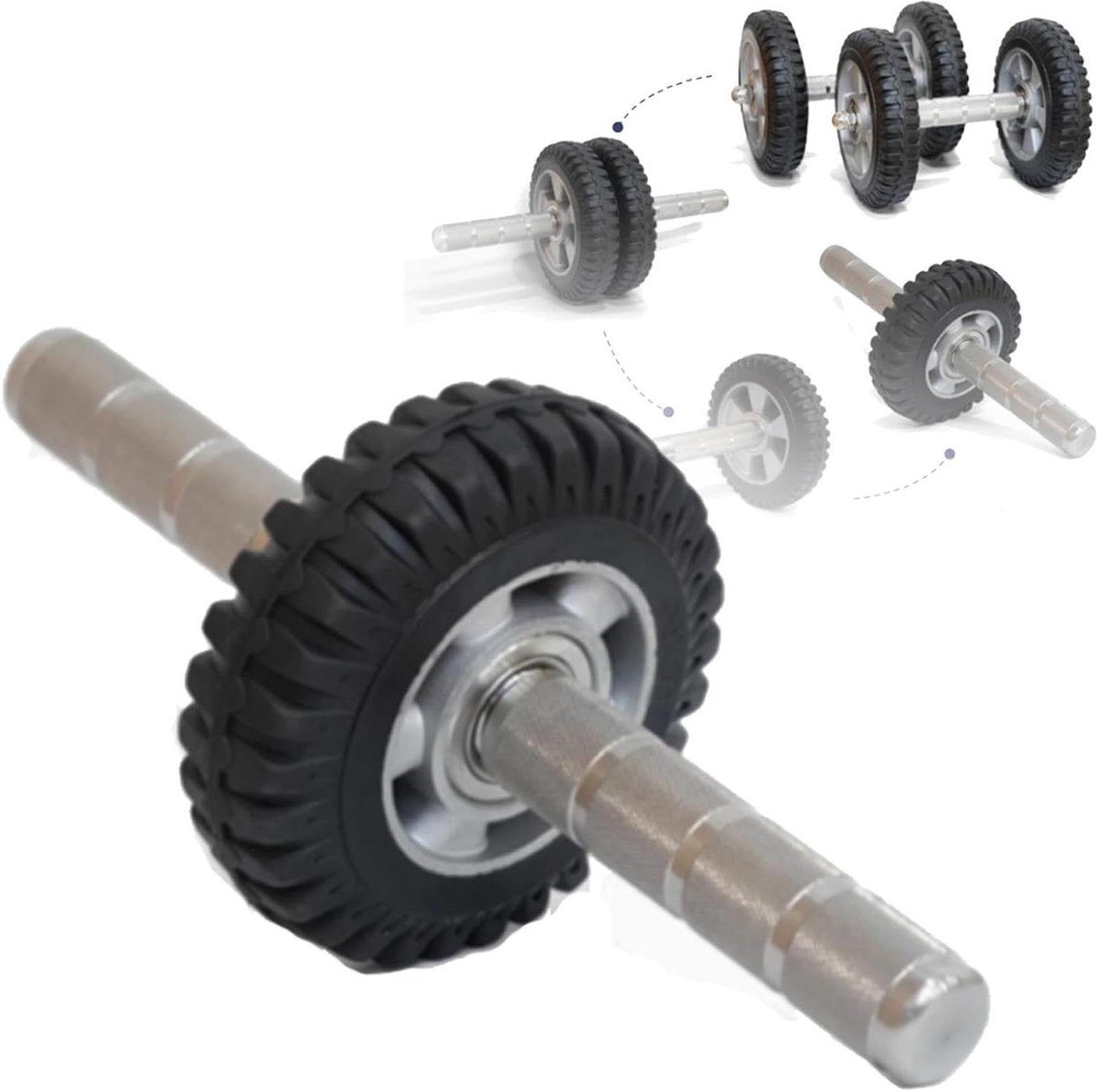 Buikspierwiel - Core trainer - Buikspieren trainen - Roestvrij staal - 150mm - Zwart