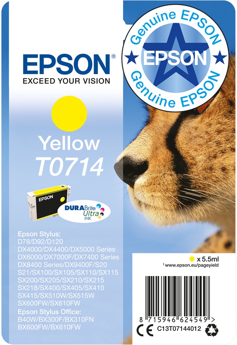 Epson enkelverpakking geel T0714 DURABrite Ultra inkt