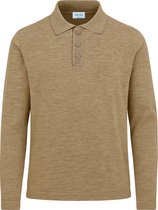 Vercate - Luxe Heren Poloshirt - Polo Met Lange Mouwen - Bruin - Regular Fit - Knit / Knitted - Maat S