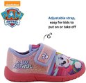 Roze Paw Patrol pantoffels met verstelbare klittenbandsluiting en afbeeldingen van Skye en Everest.