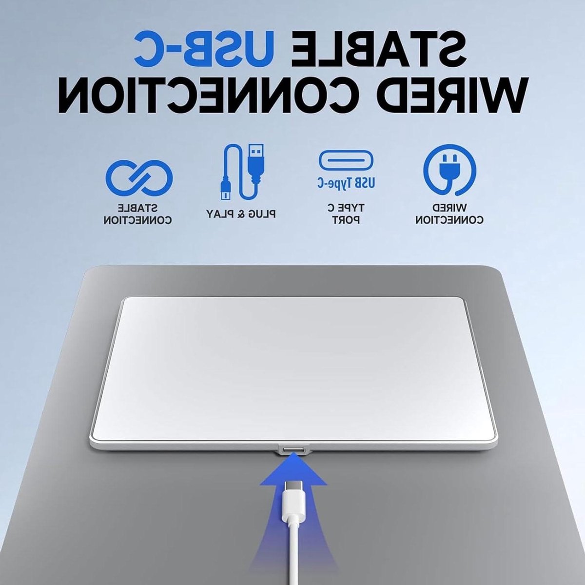 Bedrade Touchpad - Groot Trackpad - Efficiënte Navigatie - Aluminium Basis - 22 x 17 cm - Wit