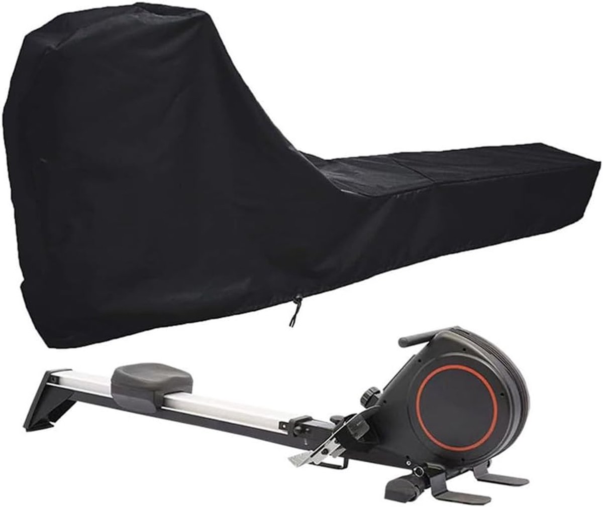 KZQ Beschermhoes Voor Roeimachine 210D Oxford Stof Waterdicht Scheurvast Met Verstelbaar Trekkoord Zwart 241x60x101 Cm