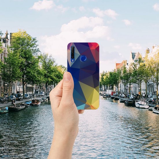 TPU étui pour Honor 20 Lite Coque Polygon Noir