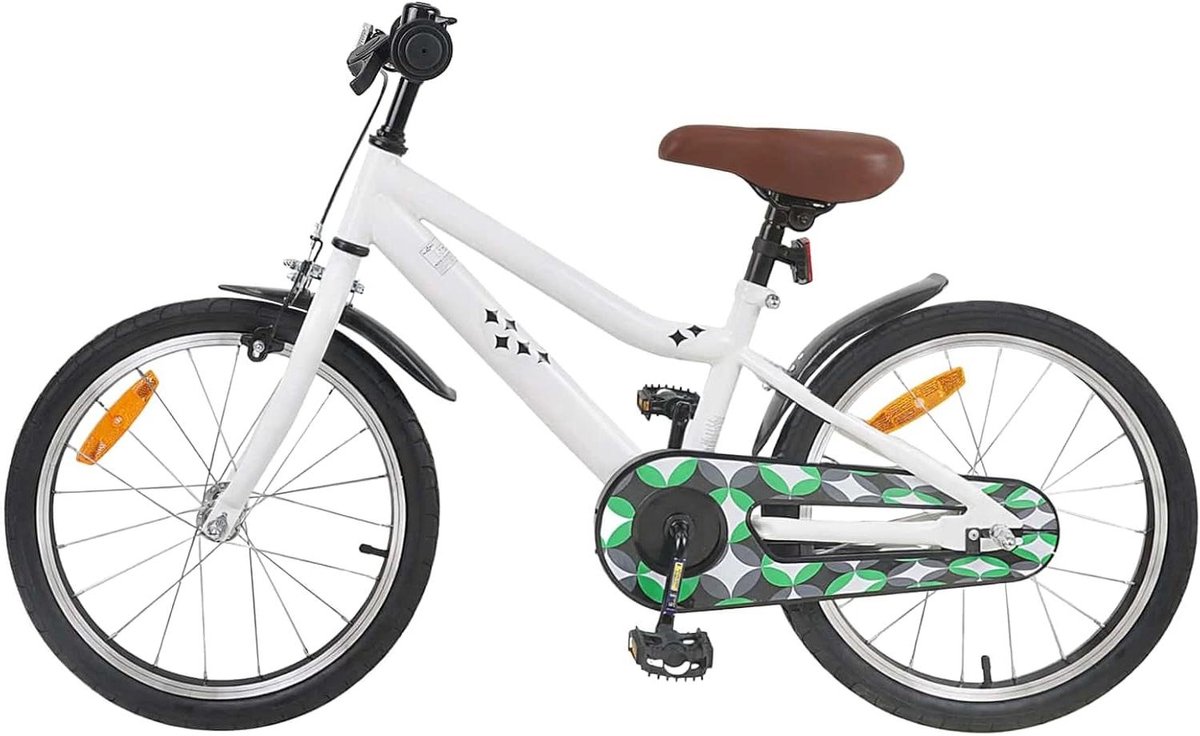 Kinderfiets 18 Inch Klassieke Fiets Leren Fietsen Verstelbaar Stuur Zadel 115-125cm Lengte Wit