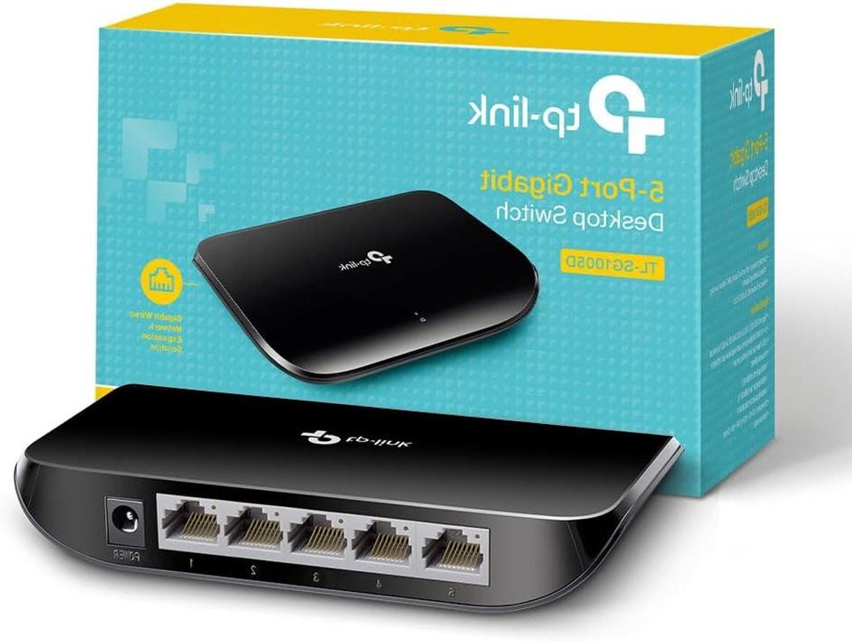 Netwerk Switch - Ethernet Hub - Netwerk Uitbreiding - Vijf Gigabit Poorten - Desktop Model - Zwart