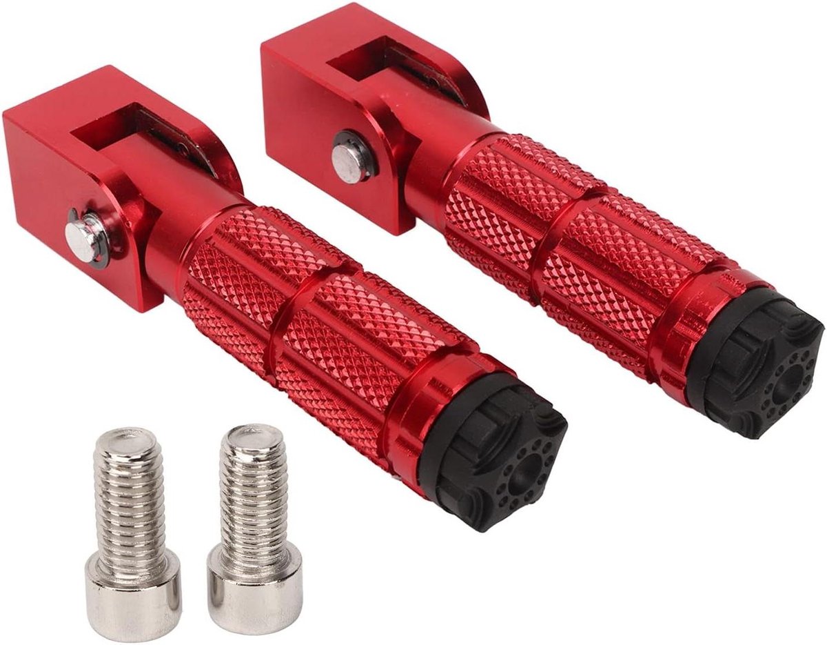 Passagiersvoetsteunen Motor - Opvouwbare Pedalen - Comfortabel Rijden - Antislip Aluminium - M8 Bevestiging - Rood