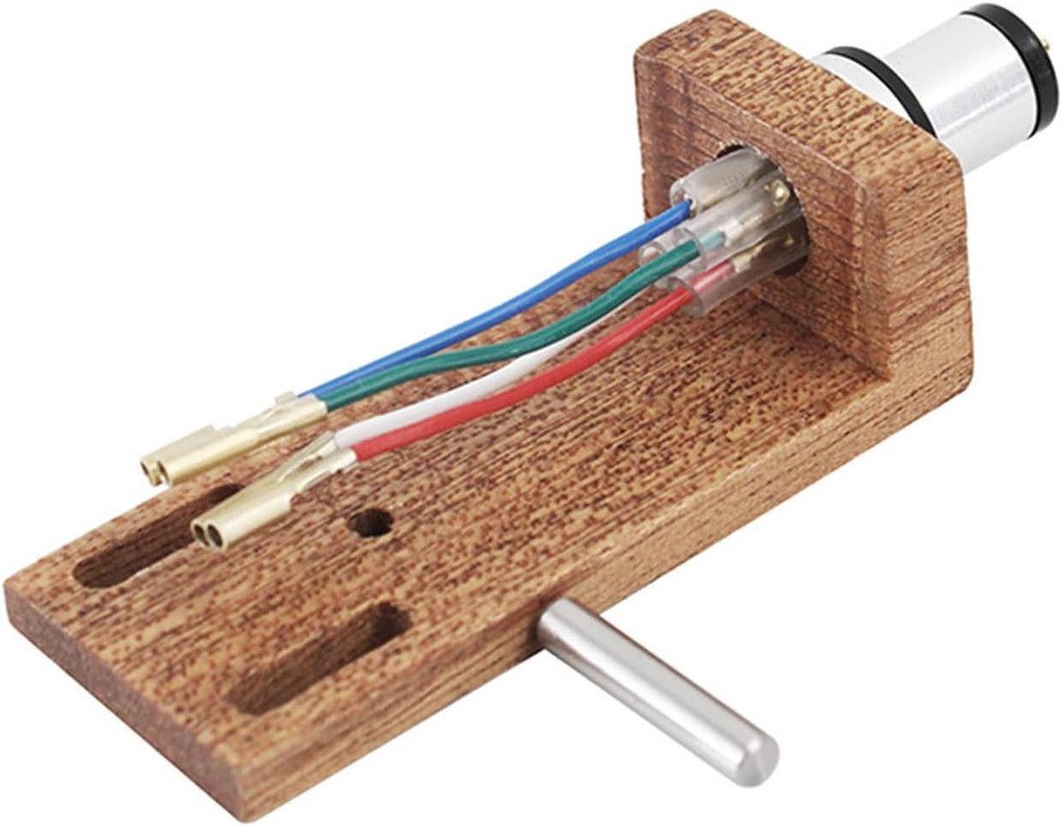 Platenspeler Headshell - Naaldhouder - Muziek Luisteren - Universele Pasvorm - 4 Kabels - Houtkleur
