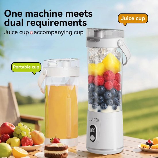 Draagbare mini-blender voor het maken van smoothies, 600 ml inhoud, 12 messen, USB-oplaadbare kleine sapcentrifuge - Grijs — afbeelding 4