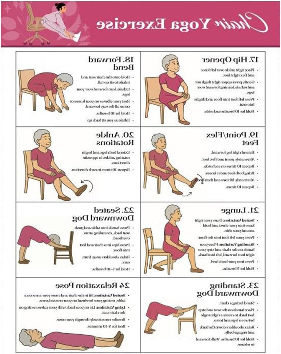 Yoga Poster - Zit Oefeningen - Thuis Trainen - Zonder Boren - 27.8 x 22.2 cm - Enkel