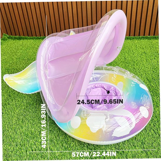 Baby Zwembad Float - Opblaasbaar Zitje - Waterspelletjes - Met Afneembare Luifel - 1-3 Jaar - Meerkleurig — afbeelding 3