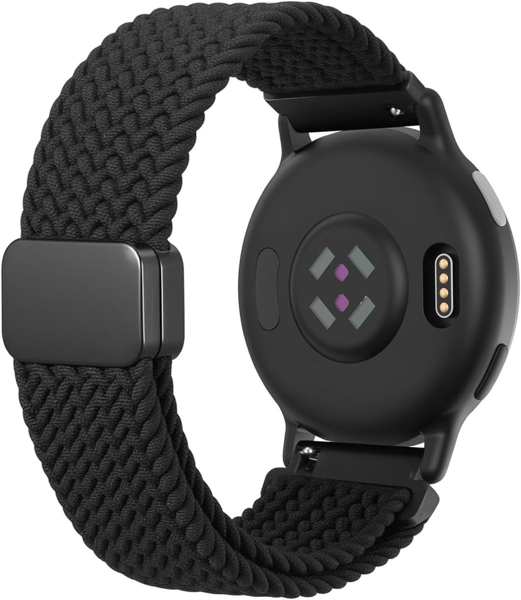 Stijlvolle Gevlochten Armband voor Garmin Smartwatches, Geschikt voor Vivoactive, Venu en Forerunner, Met Magnetische Sluiting en Elastisch Nylon
