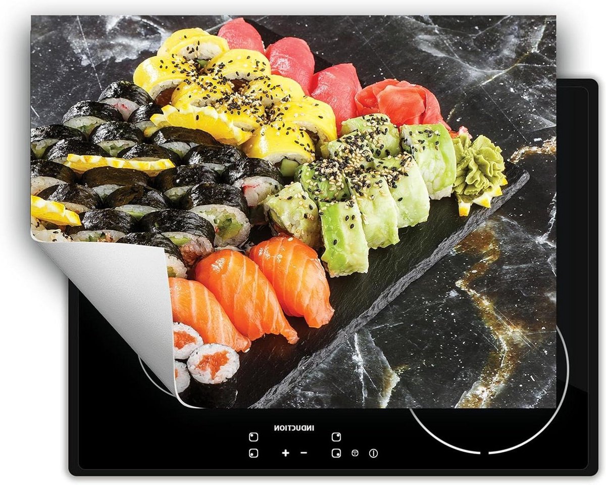 Kookplaat Beschermer - Afdekplaat Mat - Keuken Werkruimte - Antislip Vinyl - 70x52 cm - Sushi Marmer