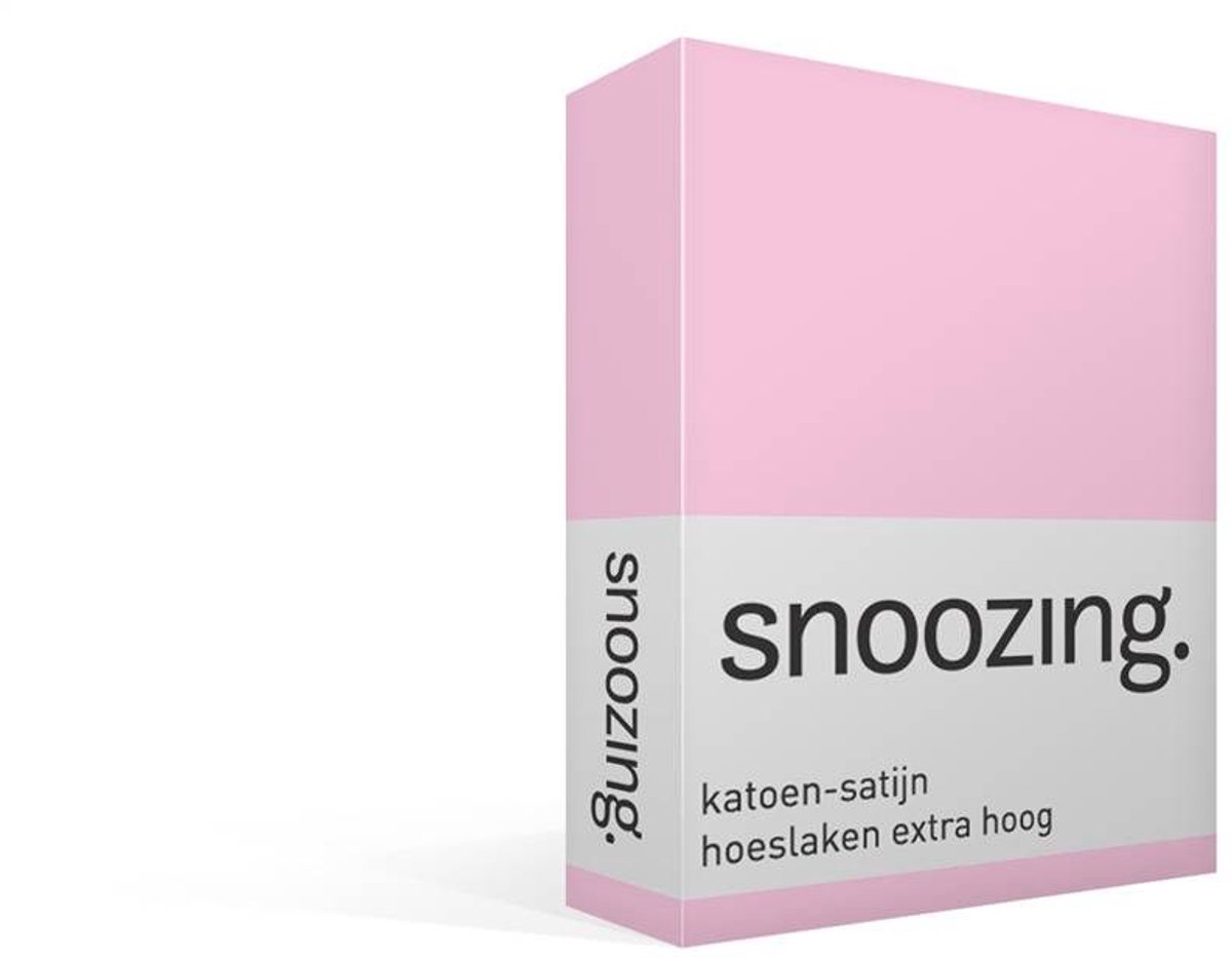 Snoozing - Katoen-satijn - Hoeslaken - Extra Hoog - Lits-jumeaux - 180x220 cm - Roze