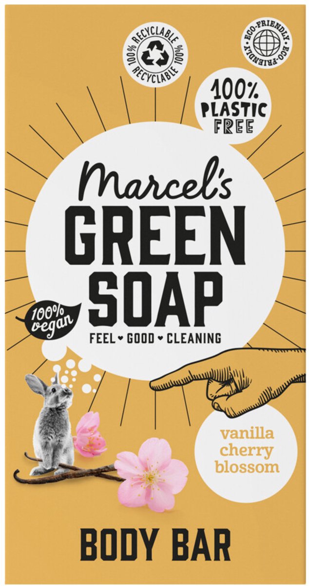 Marcel's Green Soap Body bar Vanilla & Cherry Blossom - 150 gr