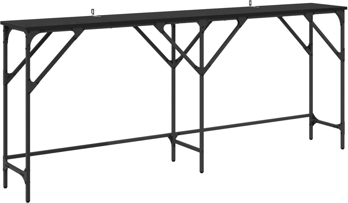 vidaXL Wandtafel - Zwart - Eiken - 180 - x - 30 - x - 75 - cm - Bewerkt - hout Zwart eiken