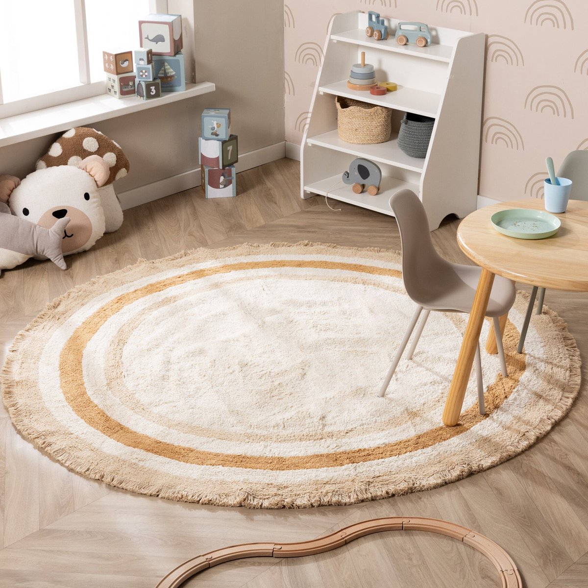Little Olly Rond wasbaar kinderkleed - Milo Beige - Ø 120cm