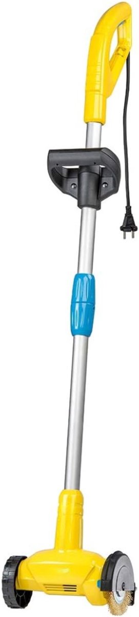 KAD® Elektrische Onkruidborstel - Onkruidverwijderaar inclusief 2 Borstels - Telescopisch Verstelbaar 118cm - Geel