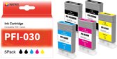 INKFIND PFI-030 Inktcartridge compatibel met Canon PFI-030 - 5-pack ( wart*2 en Kleur*3) geschikt voor Canon ImagePrograf TA-20 Canon ImagePrograf TA-30