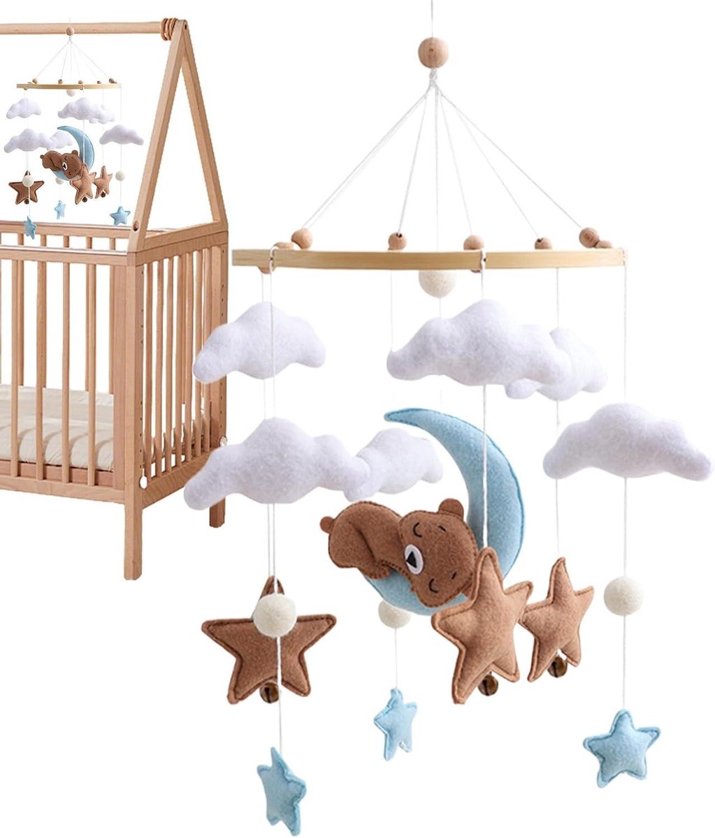 Baby mobiel - Wieg decoratie - Baby kalmeren - Veilig vilt ontwerp - 45 x 23 cm - Grijs