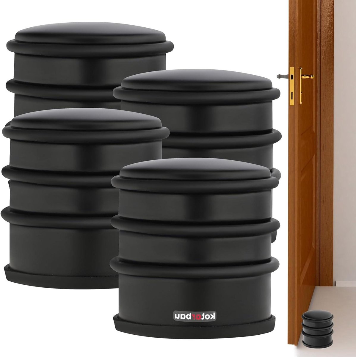 Deurstoppers Set - Deur buffers - Bescherming interieur - Antislip rubber - 4 stuks - Zwart