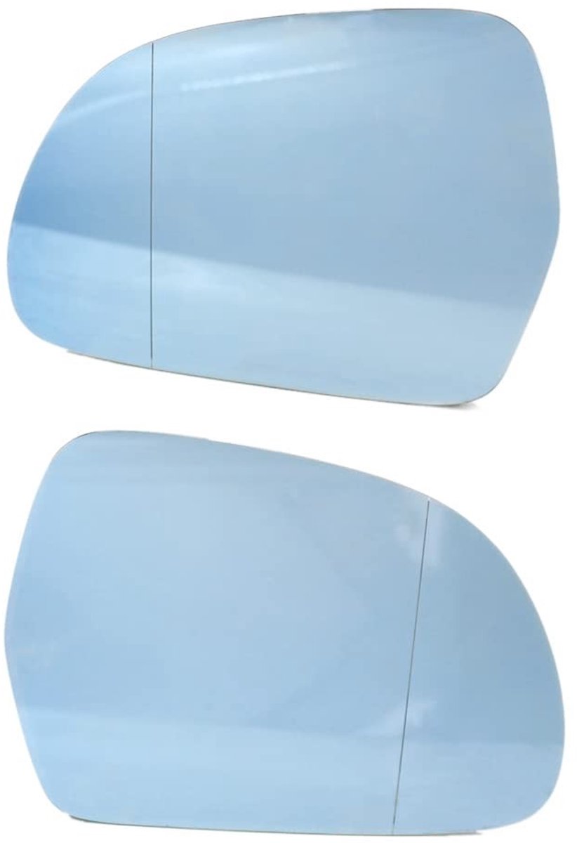 aladdien - Achteruitkijkspiegel glas - Verwarmingsfunctie - Wit/Blauw - Auto spiegelglas - Perfect voor Audi A3/A4 - Links en rechts