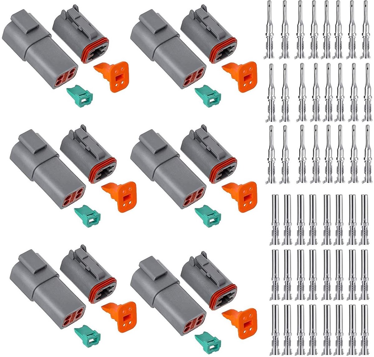 aladdien - Elektrische Kabelconnector - Waterdichte Stekker - 6 sets 4 Pinnen - Connector voor Auto en Motorfiets - DT Serie - Slijtvast en Betrouwbaa