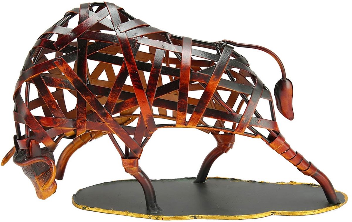 Tyenaza Metalen Stier Sculptuur - Retro Wanddecoratie voor Thuis en Kantoor