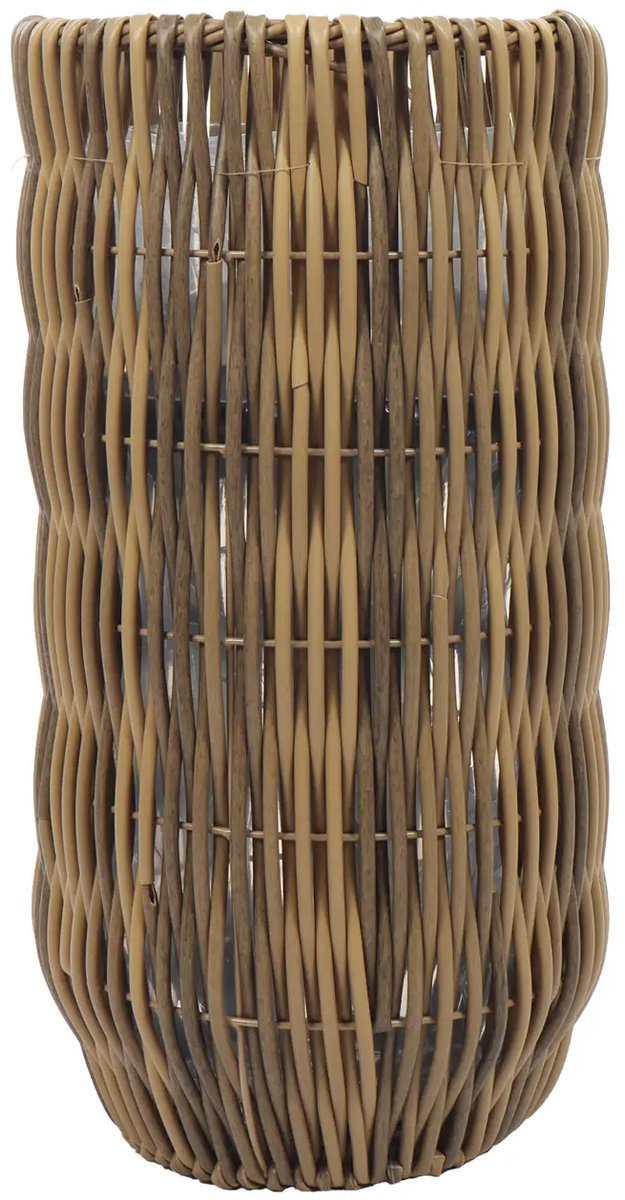 Hoge Plantenpot Rotan Naturel 60 cm – Kunst Rotan Bloempot Rond – Met Inzetbodem – Voor Binnen en Buiten