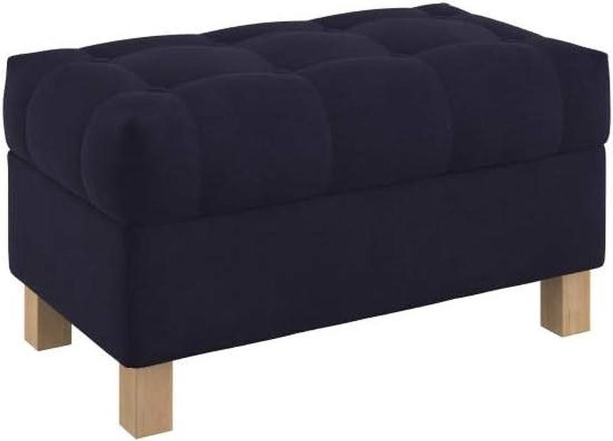Opbergbankje - Voetenbankje Deken Kist - Woonkamer Organisatie - Strak Getuft Blad - 80 cm Breed - Donkerblauw