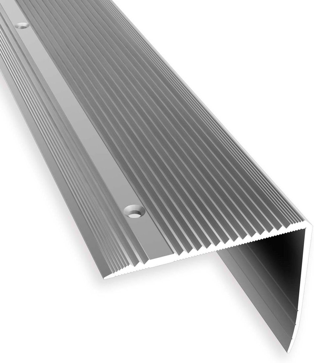 Hoekprofiel - Trapprofiel Traprand - Trap Afwerking - Geribbeld Oppervlak - 1000 mm - Zilver
