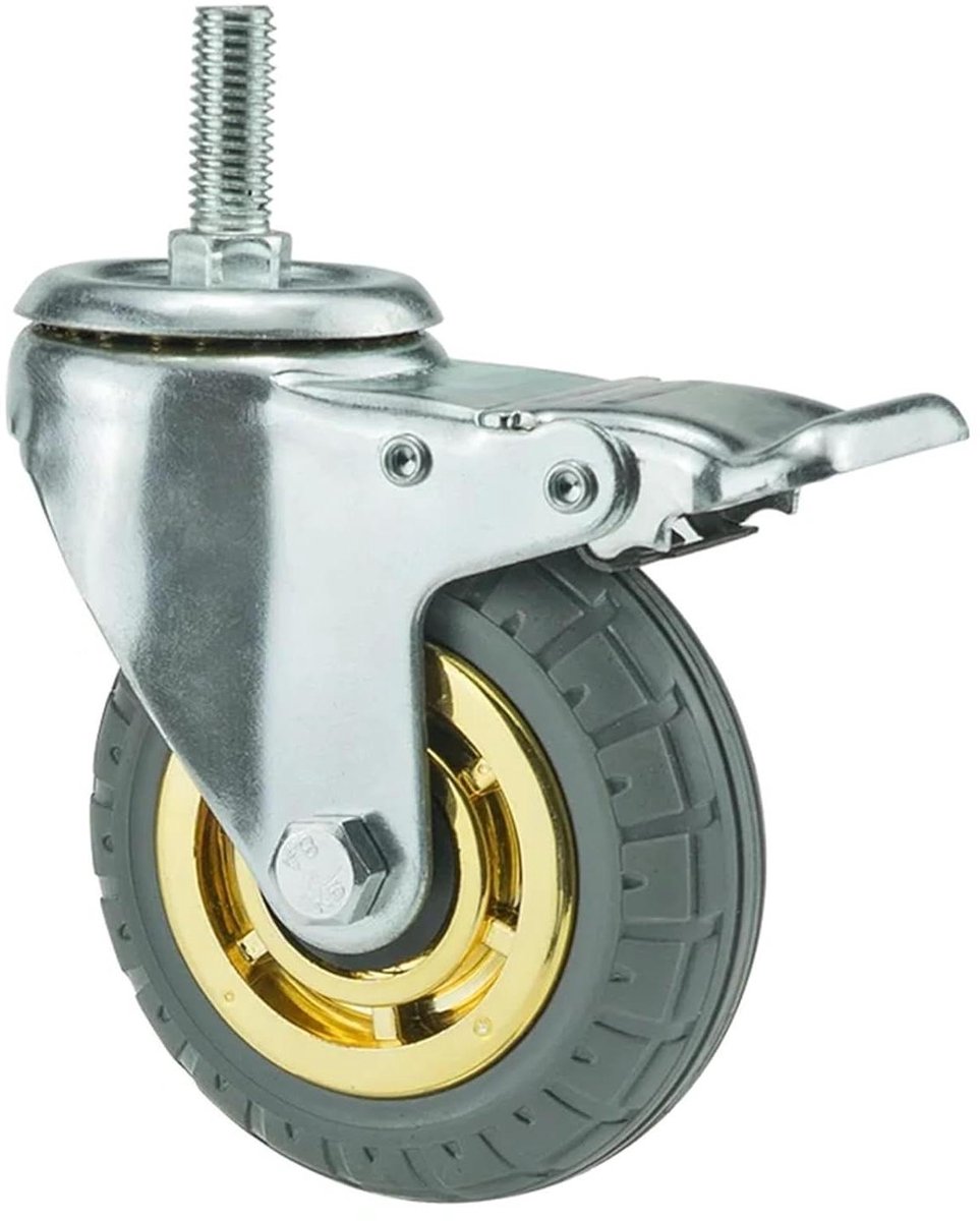 Zwenkwielen Rubber - Meubelrollers Stil - Meubels Verplaatsen - Soepele Beweging - 3 Inch - Zwart Bruin
