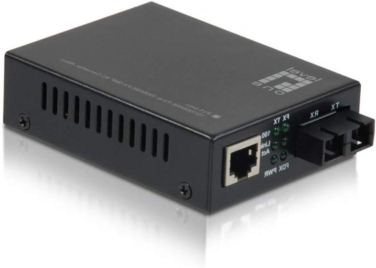 Netwerk Converter - Glasvezel Adapter - Signalen Omzetten - Lange Afstand - 40 km Bereik - Zwart