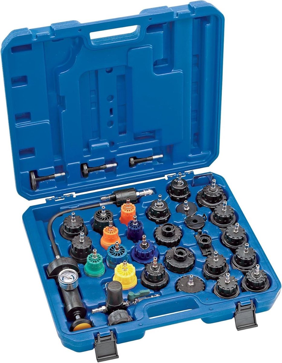 Radiator Druktest Kit - Koelsysteem Tester - Auto Onderhoud - 33 Kleurgecodeerde Adapters - 50 x 43 x 13 cm