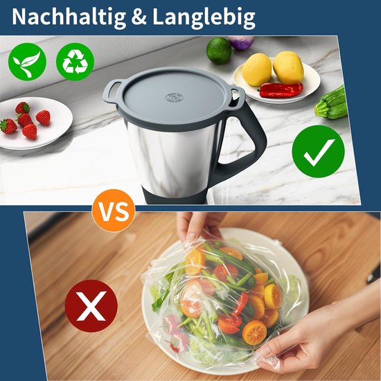Keukenmachine Deksel - Mixer Accessoire - Vers Houden - Vaatwasserbestendig - 19 x 23 cm - Grijs van Merkloos — afbeelding 4