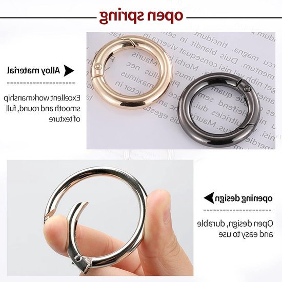 O Rings - 2 Pcs Spring Snap Hooks - Φ48mm Round Carabiner Snap Clip - Clamp Closure Keychain Buckle voor Bags - Purses - Handbag Strap - Zilver van Merkloos — afbeelding 5