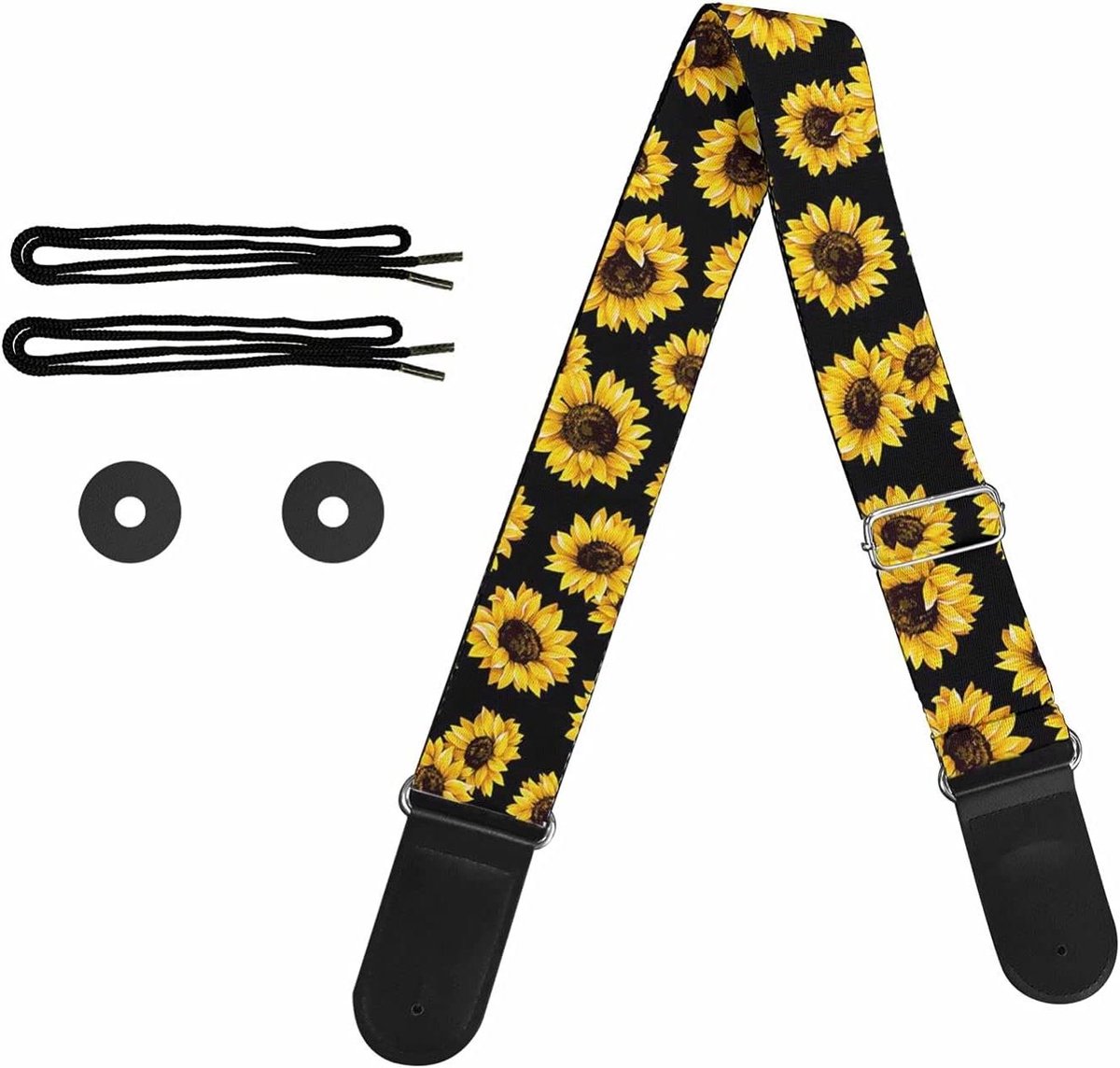 Gitaarband - Schouderband Bas - Muziek Maken - Verstelbare Lengte - 53 cm Breed - Zonnebloem