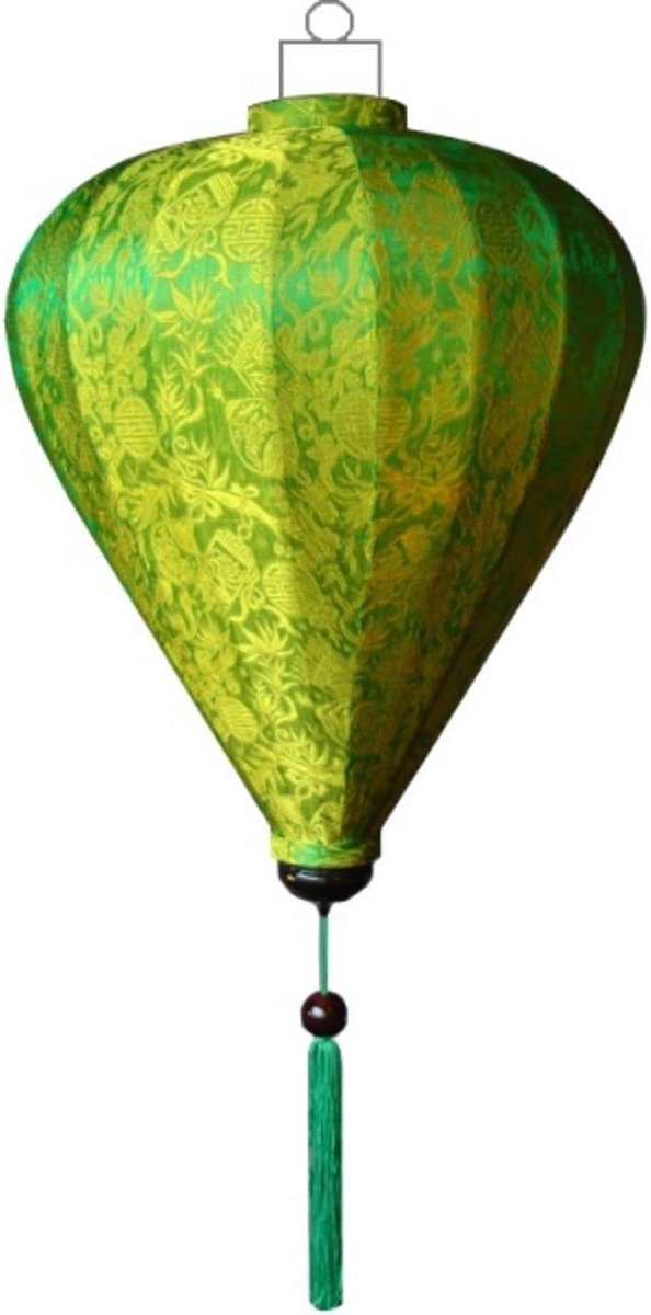 Zijde Lampion Ballon - Chinese Lantaarn - Sfeervolle Decoratie - Handgemaakt in Vietnam - 45 cm - Groen