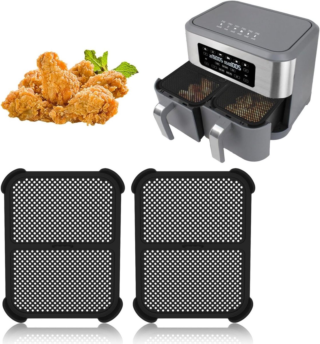 2 Stuks Siliconen Spatbescherming voor Airfryer, Effectieve Vetbescherming en Accessoires voor Koken en Bakken