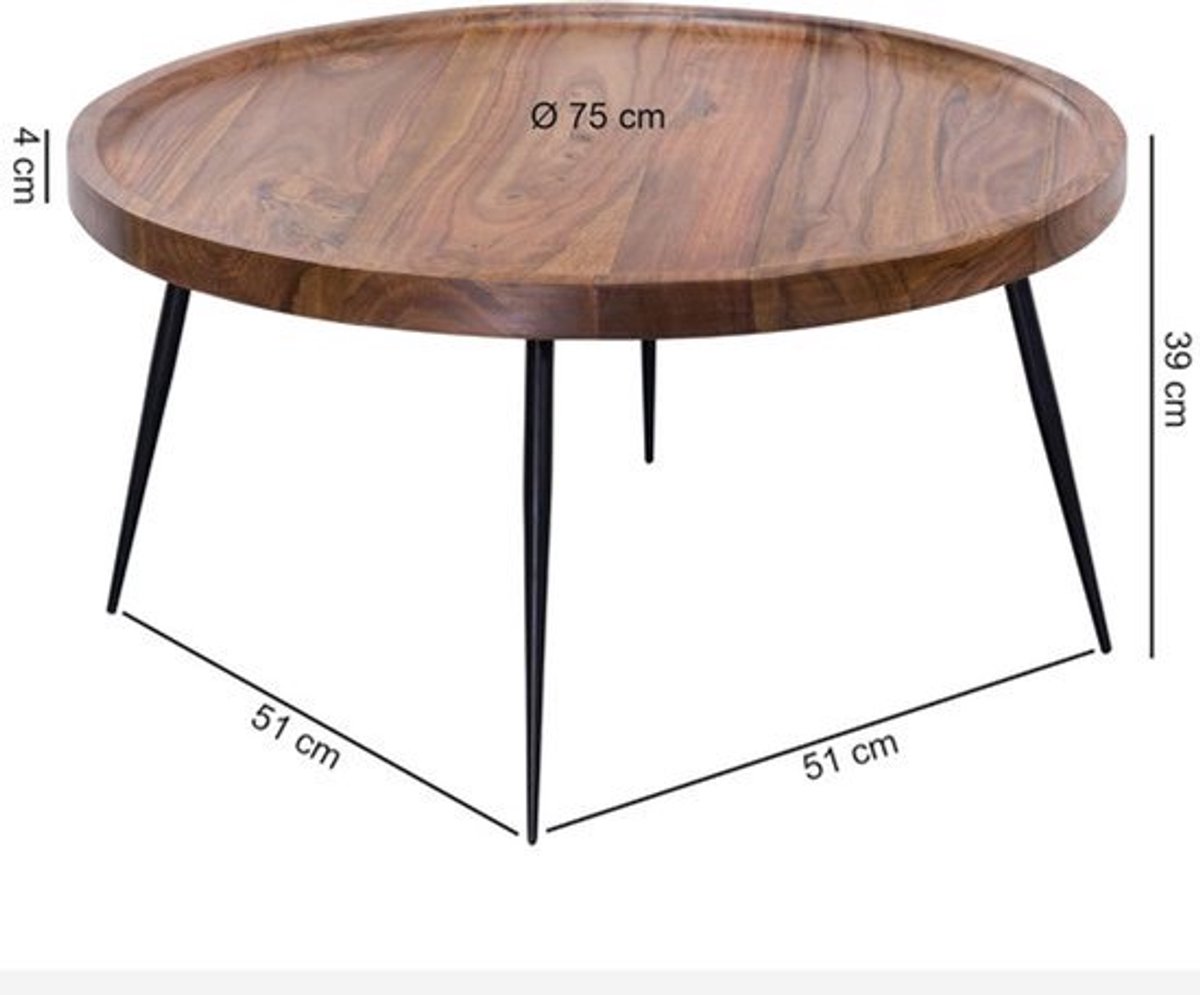 Ronde Salontafel – Koffietafel – Bijzettafel – Houten Tafel – Kleine Eettafel – Massief Sh