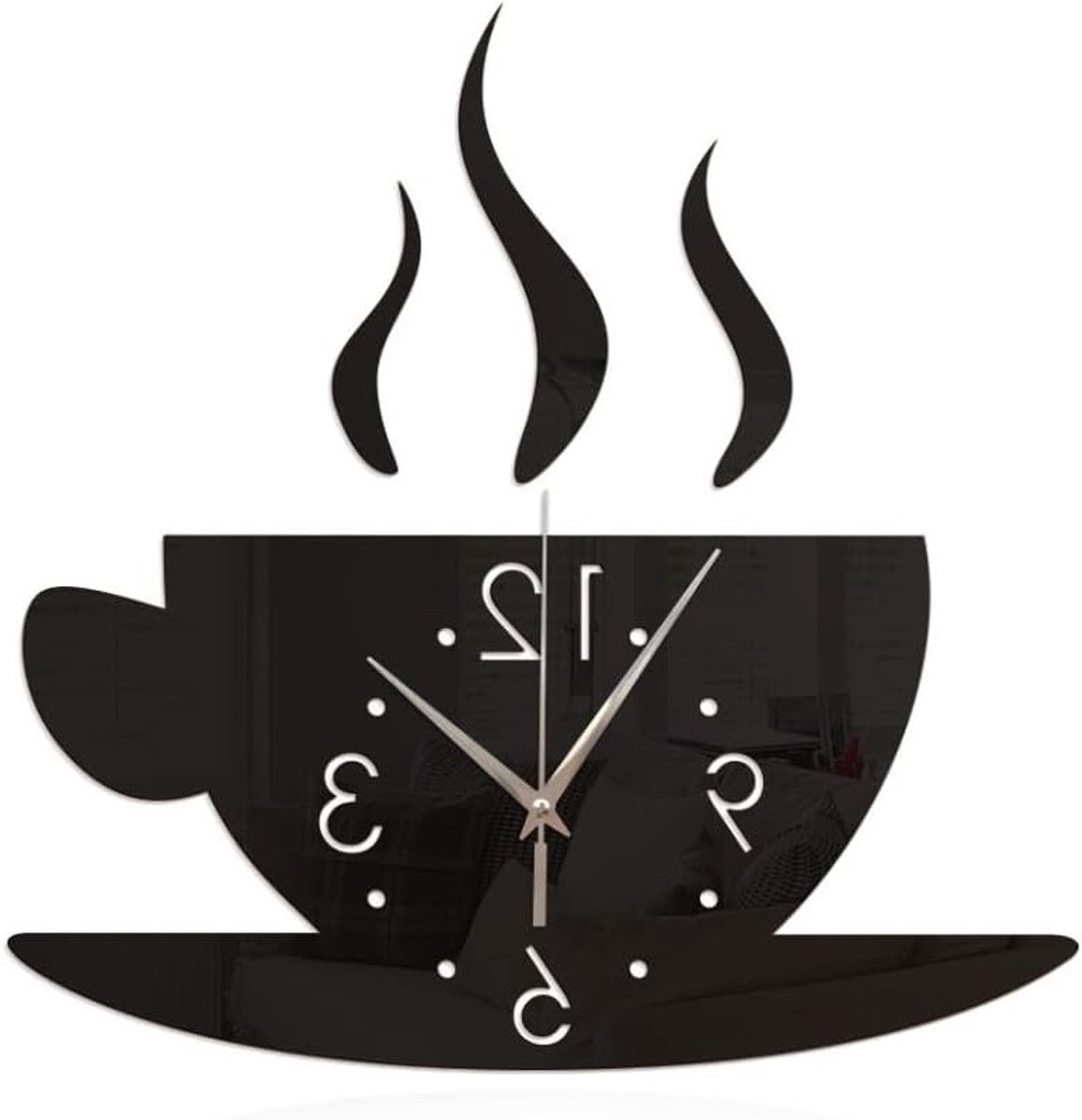 Moderne DIY Wandklok met Spiegel Effect - 3D Wanddecoratie voor Keuken, Thuis, Kantoor en Restaurant
