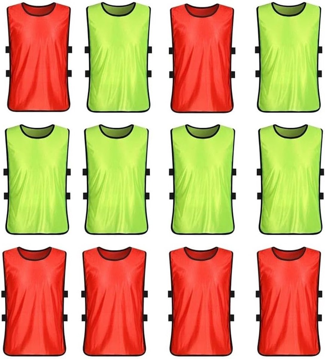 12 Stuks Fluorescerende Trainingsvesten voor Kinderen - Mesh Pinnies voor Voetbal, Sport en Teamtraining
