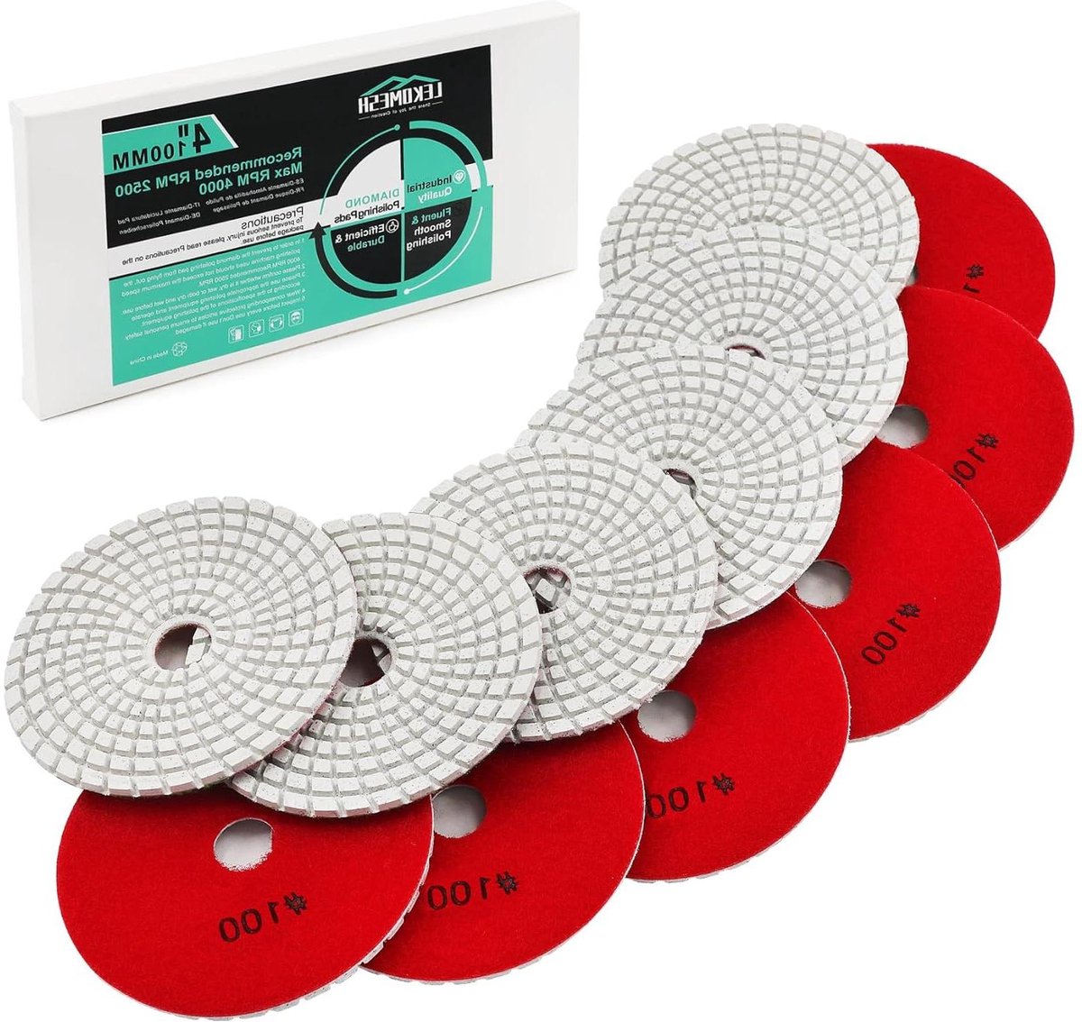 Diamant Polijstschijven - Polijstpads Set - Natte Steen Polijsten - Hoge Verwerkingsefficiëntie - 6 Stuks 100mm - Niet Van Toepassing